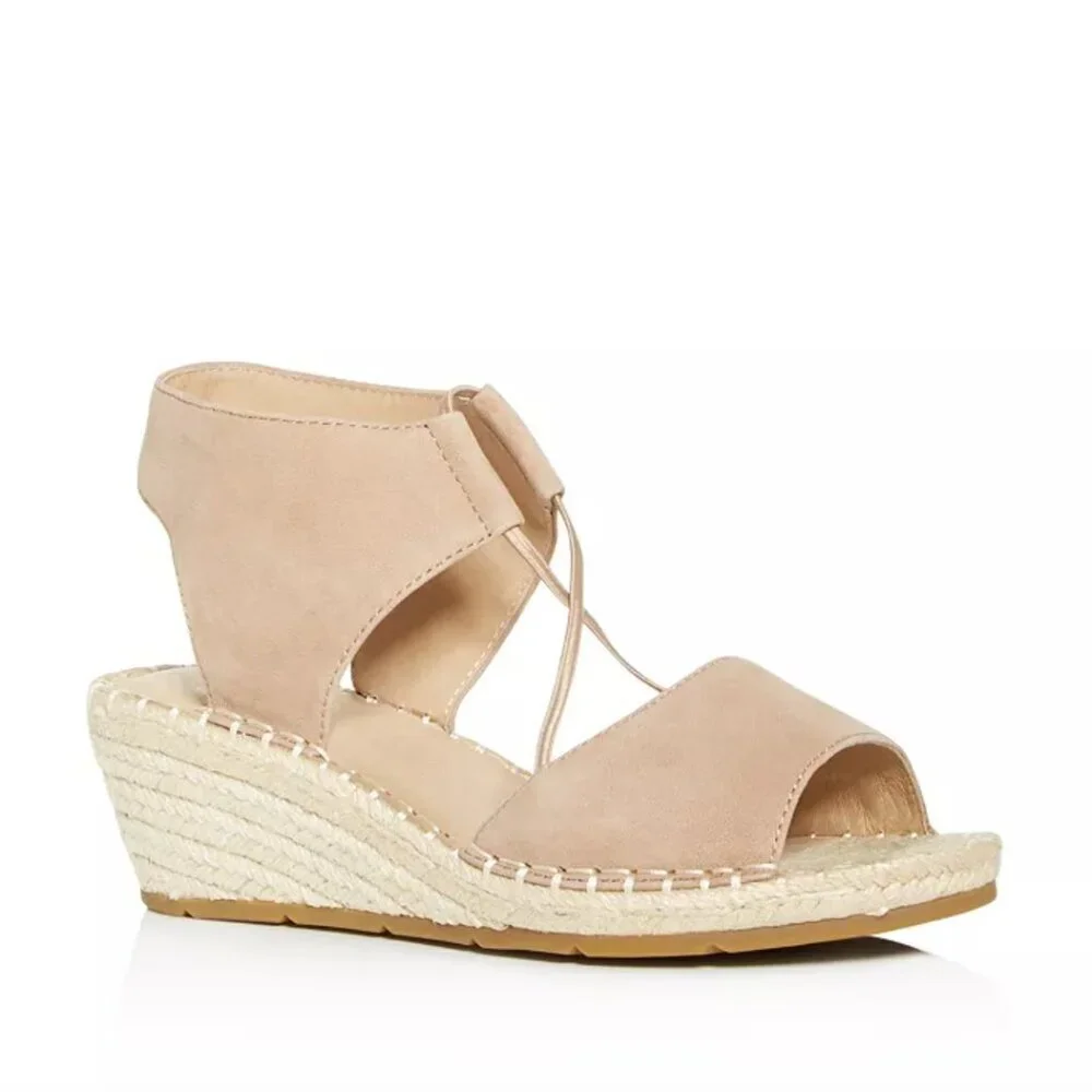 Eileen Fisher Women's Agnes Espadrille Wedge Sandals in Tan Leather, size 8.5